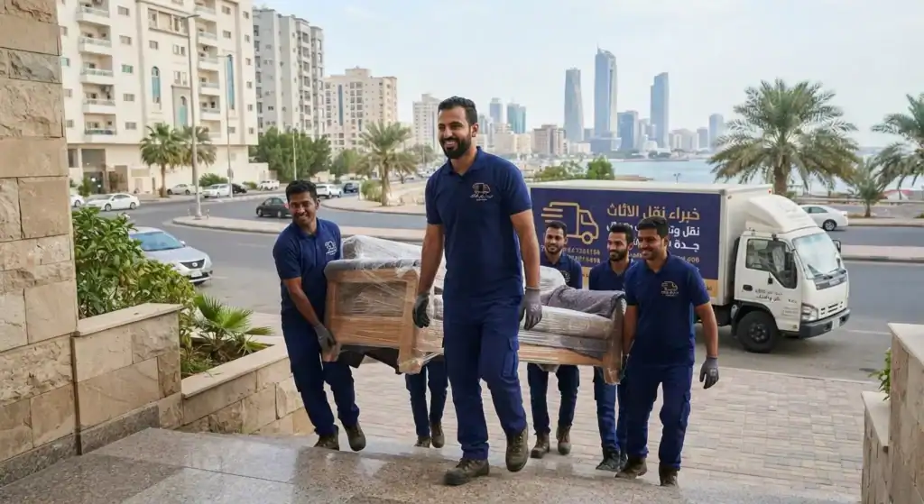 نقل العفش 1 فريق خبراء نقل الأثاث أثناء العمل